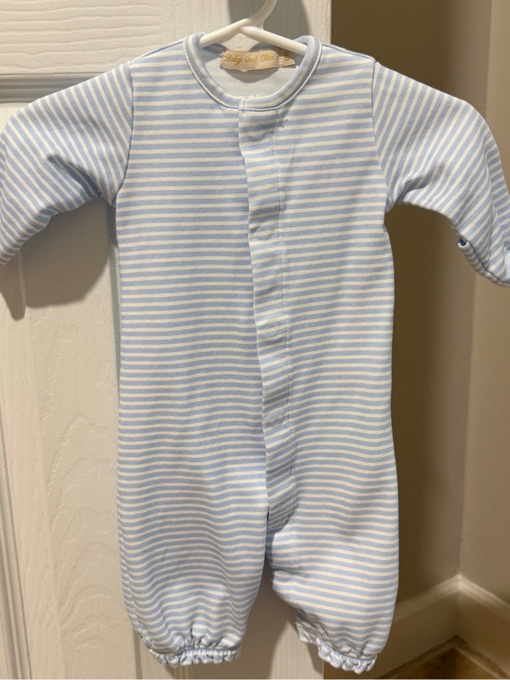 Classic Blue & White Striped Baby Footie - Soft Cotton One-Piece